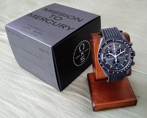 MOON SWATCH「MISSION TO MERCURY」OMEGA 腕時計 クロノグラフ クォーツ ベルト交換済 新品同様