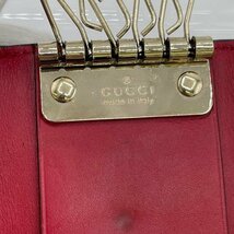 GUCCI グッチ 388682 キーケース 6連 GG柄 グッチシマ ピンク系 リボン【中古】_画像9