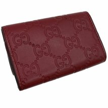 GUCCI グッチ 388682 キーケース 6連 GG柄 グッチシマ ピンク系 リボン【中古】_画像2