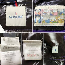 美品幻級紫!MONCLERダウンジャケットワンポイント袖ロゴワッペンL~M1希少パープルクラス1ロゴ刻印入ダブルジップ大きいサイズ モンクレール_画像10