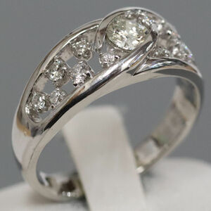 Pt900 Diamond Ring D0.31 D0.28 7.3G #16