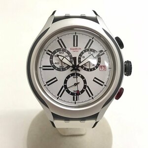 中古美品 稼働品 腕時計 swatch スウォッチ クロノグラフ アルミニウム QZ クォーツ 白文字盤 ラバーベルト 質屋出品