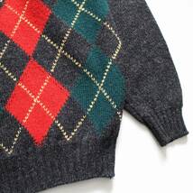 英国製【 NORTHERN ISLES KNITWEAR ノーザン アイルズ ニットウエア 】アーガイル シェットランドウール ニット セーター オールド古着_画像9