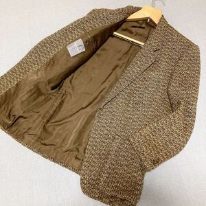 極美品 ISSEY MIYAKE MENイッセイミヤケ 80s 筆タグ テーラードジャケット ミックスツイード 1B ブラウン系 S メンズ Vintage 1円