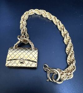 【美品】CHANEL シャネルネックレス バッグ型モチーフ マトラッセ ヴィンテージ ゴールド