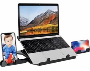 Lpoake ノートPC　スタンド　L-PB2　18インチ迄対応　ブラック　8段階調整可能 スマホスタンド付き 　カデ576　　送料無料 管ta　　23NOV