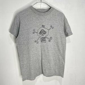 * free shipping *STUSSY* Stussy * Skull bo-n pattern T-shirt * lady's L* gray * black tag *K23