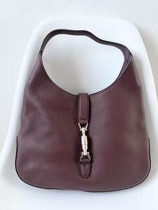 [ including carriage ]*GUCCI* Gucci jack - leather shoulder Brown small pouch attached fastener opening and closing bag commuting office simple 6428219