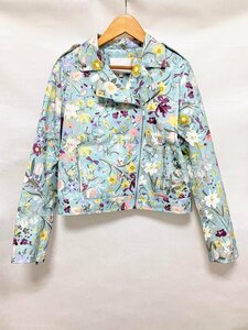 [ including carriage ][ for girl ]GUCCI Gucci jacket 150cm chronicle size 12 light blue × silver × purple other floral print Italy made cotton s3406072