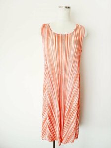 [ including carriage ]*PLEATS PLEASE ISSEY MIYAKE* pleat pulley z Issey Miyake One-piece Size5 XL orange × eggshell white 6430598