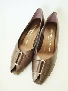 [ including carriage ]missy madorasmi Cima gong s shoes 23.0cm glistening Brown made in Japan heel 4 pumps open tu middle heel 6431422