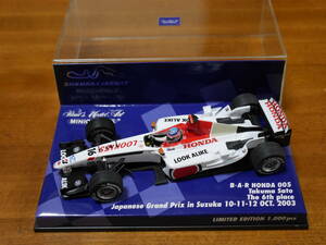 即決 1/43 ミニチャンプス BAR ホンダ 佐藤琢磨 日本GP 6位 2003 鈴鹿サーキットパッケージ LE1000pcs