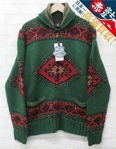 7T4396/未使用品 RRL Intarsia knit zipup cardigan ハンドニット ジップカーディガン_画像1