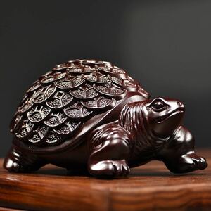木彫りマネー亀の置物寿礼プレゼント目上の人実用デスクトップオフィスリビング装飾工芸プレゼント