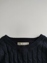 ナノユニバース nano・universe クルーネック ケーブル ニット セーター size M ネイビー_画像6