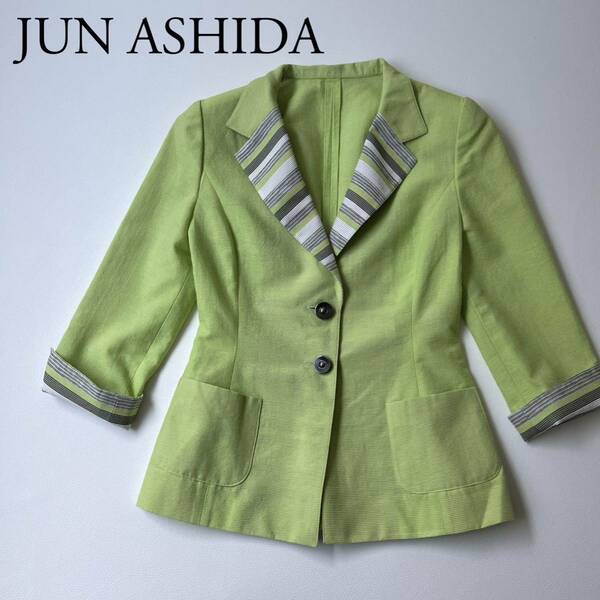 JUN ASHIDA ジュンアシダ　テーラードジャケット シングルジャケット　羽織 袖マルチカラー　アウター　トップス レディース