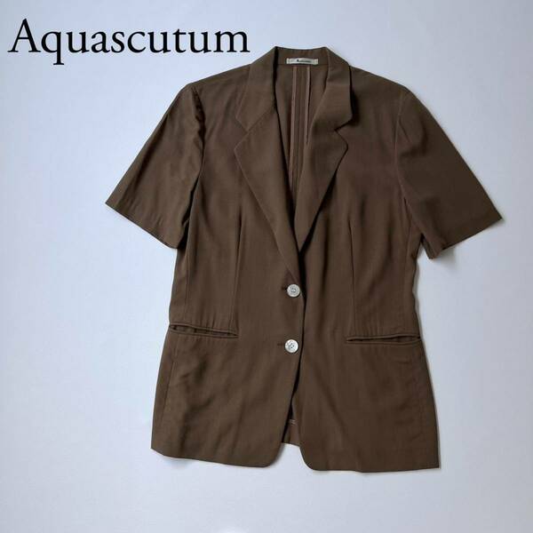 Aquascutum アクアスキュータム テーラードジャケット シングルジャケット　羽織 半袖　アウター　トップス レディース