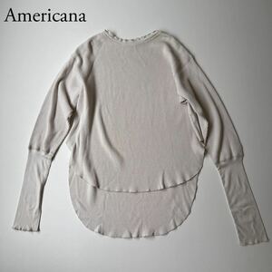 Americana America -na tops cut and sewn thermal free size long sleeve T shirt shoulder button lady's 
