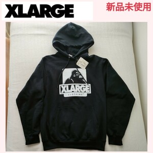 【新品未使用】XLARGE(エクストララージ)　プルオーバー　フーディー　スウェット　パーカー メンズＳ（日本Ｍ相当）黒