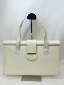 KT1124 Yves Saint Laurent/イヴサンローラン YSL ハンドバッグ レザー ヴィンテージ アイボリー系