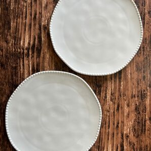 洋食器ラウンド大皿 25cm 白2枚 オシャレ 磁器 カフェ風 丸皿 デザート皿