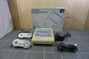 KK211 Nintendo/任天堂 SFC スーパーファミコン本体 SHVC-001 AVケーブル,専用電源コード,専用コントローラー×2点,箱付 動作確認済/100