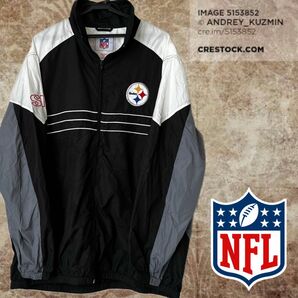 Steelers NFL ナイロンジャケット 黒 ロゴ 古着 XXL