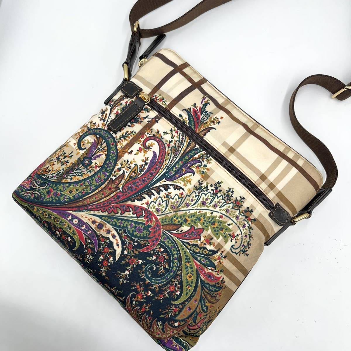 未使用に近い ETRO 2wayバッグ ペイズリー ブラウン系マルチ-