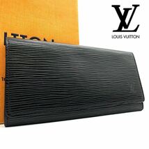 ★ほぼ未使用品★一スタ LOUIS VUITTON ルイヴィトン 長財布 ２つ折り財布 エピ ポルト レザー ノワール ブラックカルト クレディ M63532_画像1