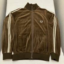 希少 レア 美品 Fred Perry ユニオンジャック ブラウン トラックジャケット ジャージ ベロア 長袖 メンズ men's 上 small トップス s 茶_画像3