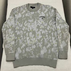 超美品 callaway キャロウェイ ウッドパターンデザイン クルーネックニット 撥水 メンズ men's 上 長袖 シャツ golf m medium ジャケット