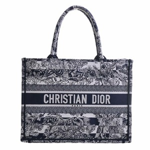 【中古】Christian Dior クリスチャンディオール ブックトワル ドゥ ジュイ ミディアム トートバッグ ネイビー レディース by