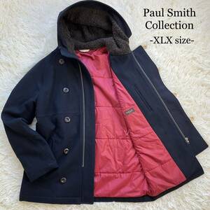 Paul Smith Collection ポールスミスコレクション 希少大きいサイズXLX ブルゾン コート ジャケット ジップ メルトン ネイビー×ボルドー