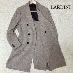 LARDINI ラルディーニ チェスターコート ロング　ダブル ウール 麻 ブートニエール MADE IN ITALY ビジネス カジュアル イタリア ベージュ