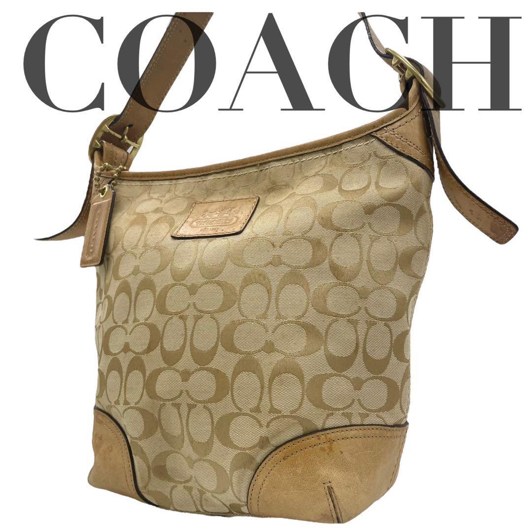 COACH コーチ シグネチャー キャンバス ショルダーバッグ ブラウン