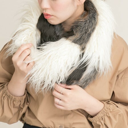 新品同様　URBAN RESEARCH ROSSO mix fur snood 2WAY　ミックス　ファー　スヌード　マフラー　ストール　管理番号#28R81Q09