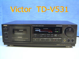 ●【通電＆回転ＯＫ】Victor TD-V531 高音質３ヘッドＤＤモーター 電源投入＆テープ回転確認 ヘッドやローラー使用感なく綺麗 筐体も綺麗●