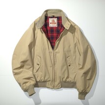 【名作】BARACUTA ハリントンジャケット スイングトップ ブルゾン 秋冬向け 中綿入り ベージュ 赤チェック バラクータ 台湾製 42R Mサイズ_画像1