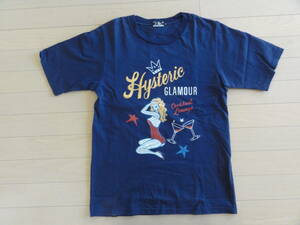 美品 HYSTERIC GLAMOUR COCKTAIL LOUNGE 刺繍 半袖Tシャツ 紺 Sサイズ 02201CT06