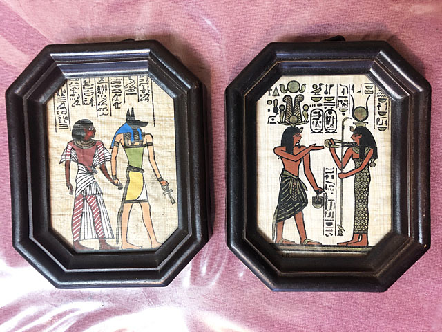 ★Egyptian papyrus paintings 2 types★Wall hanging 14 x 11.5cm, artwork, painting, others