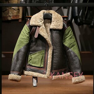 B3 flight jacket mouton coat horse leather switch sheep leather fur solid winter heat insulation sheepskin original leather heavy winter clothing ram leather natural leather S~6XL