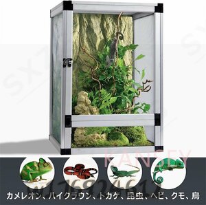 希少新品！爬虫類 ケージ 飼育ケース 両生類用 昆虫 飼育容器 小動物用 透明 飼育ボックス 通気ケージ 小型爬虫類 組み立て式 45*45*80cm