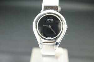 良品♪【B10/20-Y AF26】★GUCCI/グッチ 6700L 黒文字盤 クオーツ レディース腕時計 稼働品★