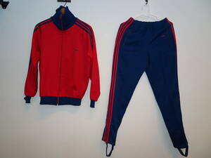 70’s　80’s　上下　セット　adidas ビンテージ ジャージ アディダス デサント　 赤　紺　サイズ4 