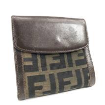 FENDI フェンディ ズッカ柄 2つ折り 財布 Wホック メンズ 小銭入れ 札入れ ウォレット 菊MZ _画像1