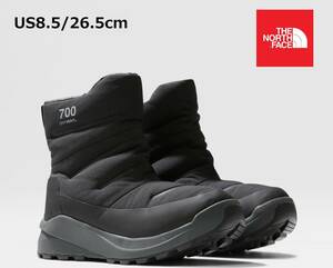 1円～新品正規品☆700フィルパワー☆ザ ノース フェイス THE NORTH FACE M NUPTSE II BOOTIE WP （BLACK/ASPHALT GREY）☆US8.5/26.5ｃｍ