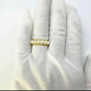 素敵！本真珠指輪3.5mm パールリング k18仕上げ ベビーパール フリーサイズの画像4