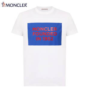 送料無料 146 MONCLER モンクレール 8C74610 8390Y ホワイト ロゴ クルーネック 半袖 Tシャツ size L