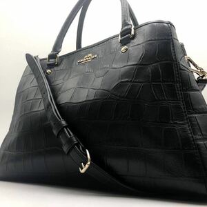 【極美品・入手困難品・定価10万】COACH コーチ トートバッグ ビジネス ハンド ショルダー 2way クロコダイル 型押し レザー 本革 メンズ