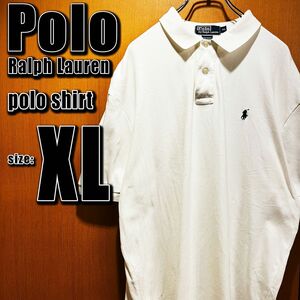 【Polo Ralph Lauren】半袖ポロシャツ　XL ホワイト　無地